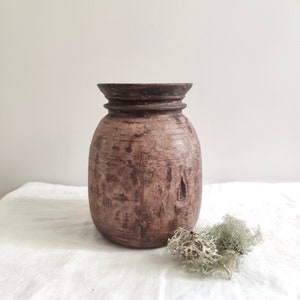 Wooden Pot Wooden Vase Antique Pot Wabi Sabi Vessel image 1