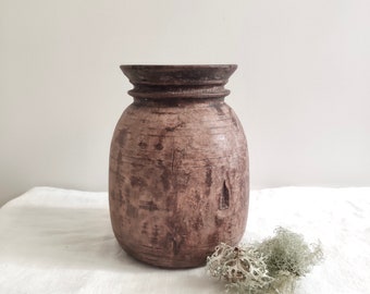 Wooden Pot Wooden Vase Antique Pot Wabi Sabi Vessel