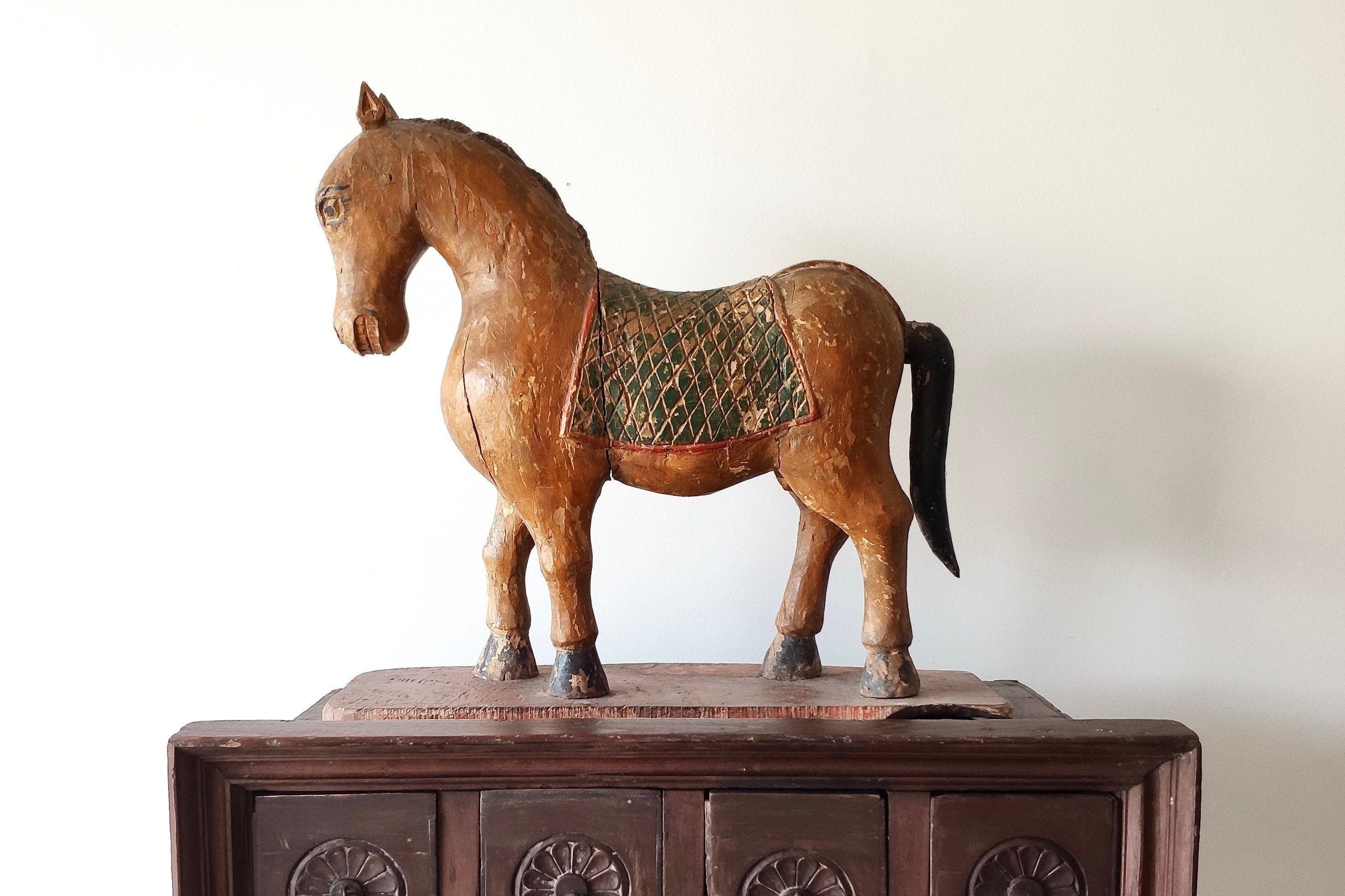 Home & Living Vintage wooden horse Hand carved woodn horse on a wooden
