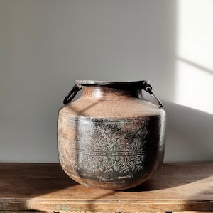 Copper Water Pot With Etched Design Large image 1