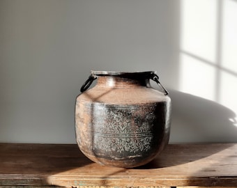 Copper Water Pot With Etched Design Large