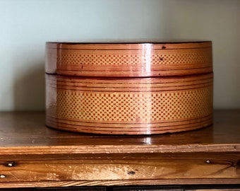 Antique Lacquerware Box Rare Large Size Checkerwork