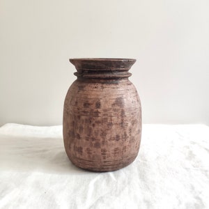 Wooden Pot Wooden Vase Antique Pot Wabi Sabi Vessel image 3