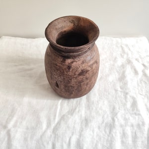Wooden Pot Wooden Vase Antique Pot Wabi Sabi Vessel image 4