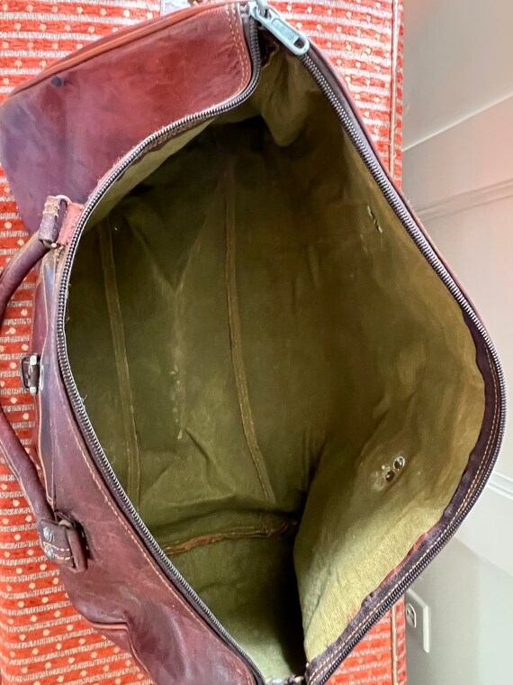 Leather Weekender Bag Triangle Shape Shoulder Str… - image 7