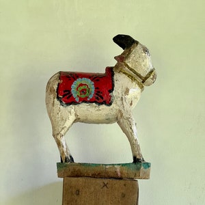 Antique Wooden Nandi Bull from India Small