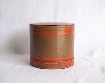 Asian Lacquerware Kun-it Box with Nat Figure and Za Yun Pattern