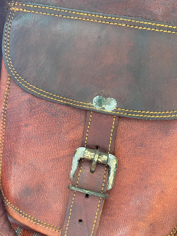 Leather Weekender Bag Triangle Shape Shoulder Str… - image 6