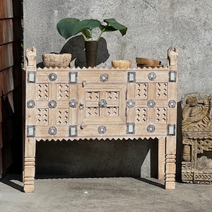 Damchiya Tribal Wooden Console Whitewash Neutral Decor India Style
