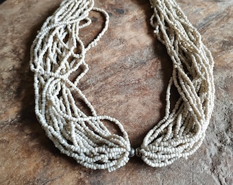 Seed Bead Necklace 40 strands Glass Beads Maroon or Beige