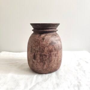 Wooden Pot Wooden Vase Antique Pot Wabi Sabi Vessel image 2