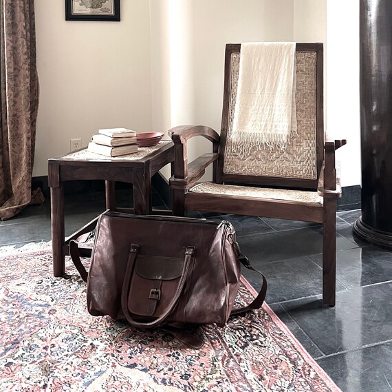 Leather Weekender Bag Triangle Shape Shoulder Str… - image 5