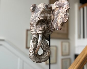 Elephant Sculpture Wooden on Stand