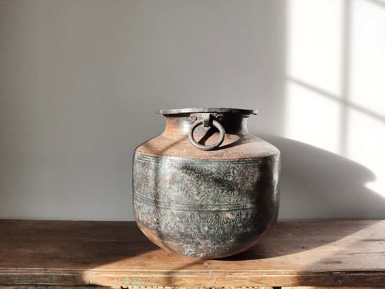 Copper Water Pot With Etched Design Large image 9