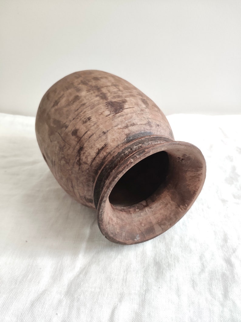 Wooden Pot Wooden Vase Antique Pot Wabi Sabi Vessel image 5