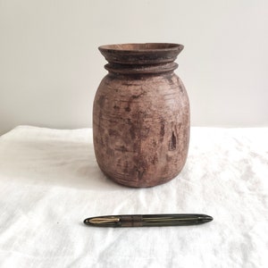 Wooden Pot Wooden Vase Antique Pot Wabi Sabi Vessel image 7