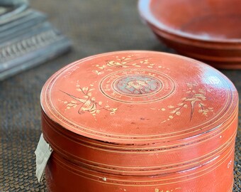Antique Burmese Lacquerware Box with Peacock