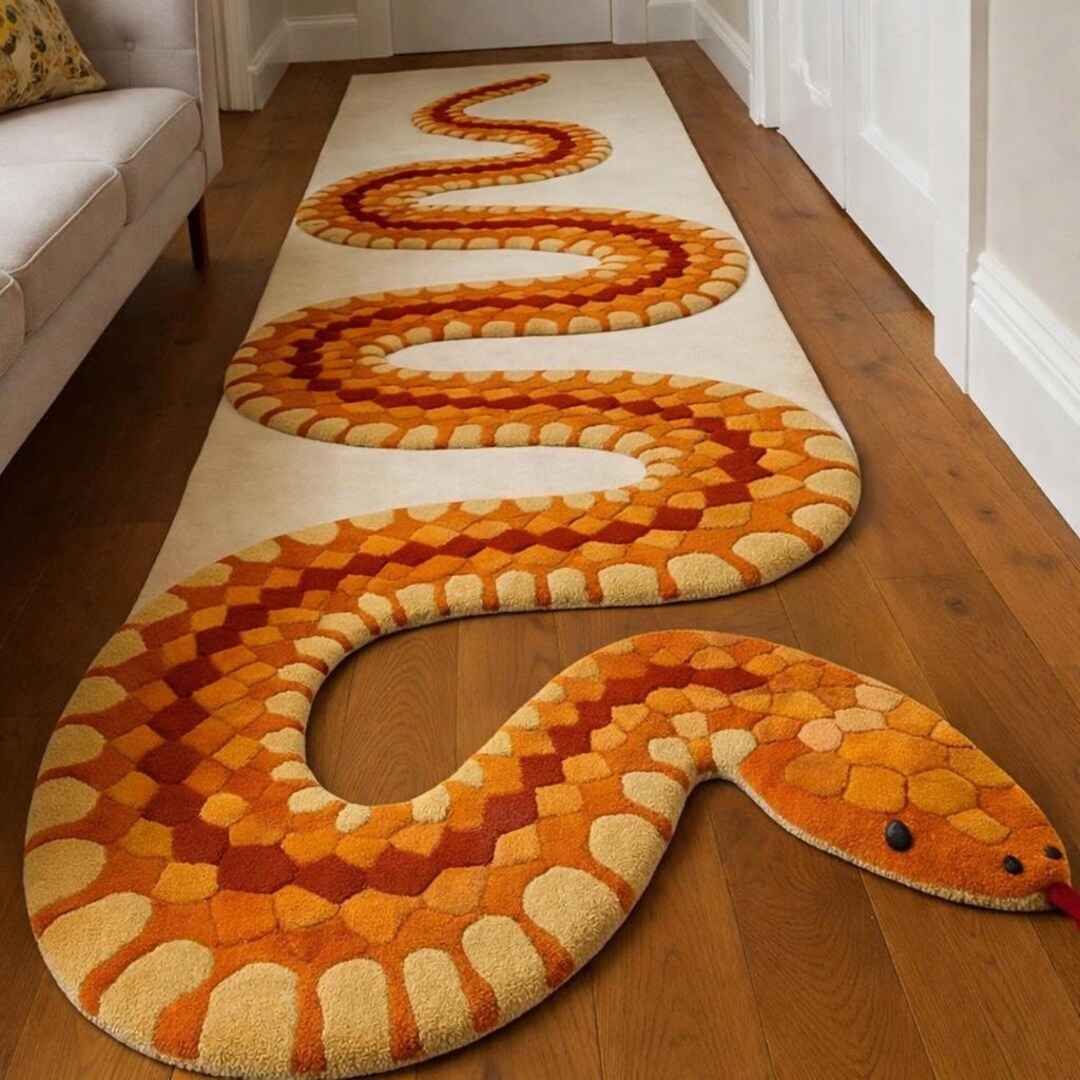 3x8fthand-tufted Snake Rug 3X10FT – Bold Serpent Runner for Hallways ...