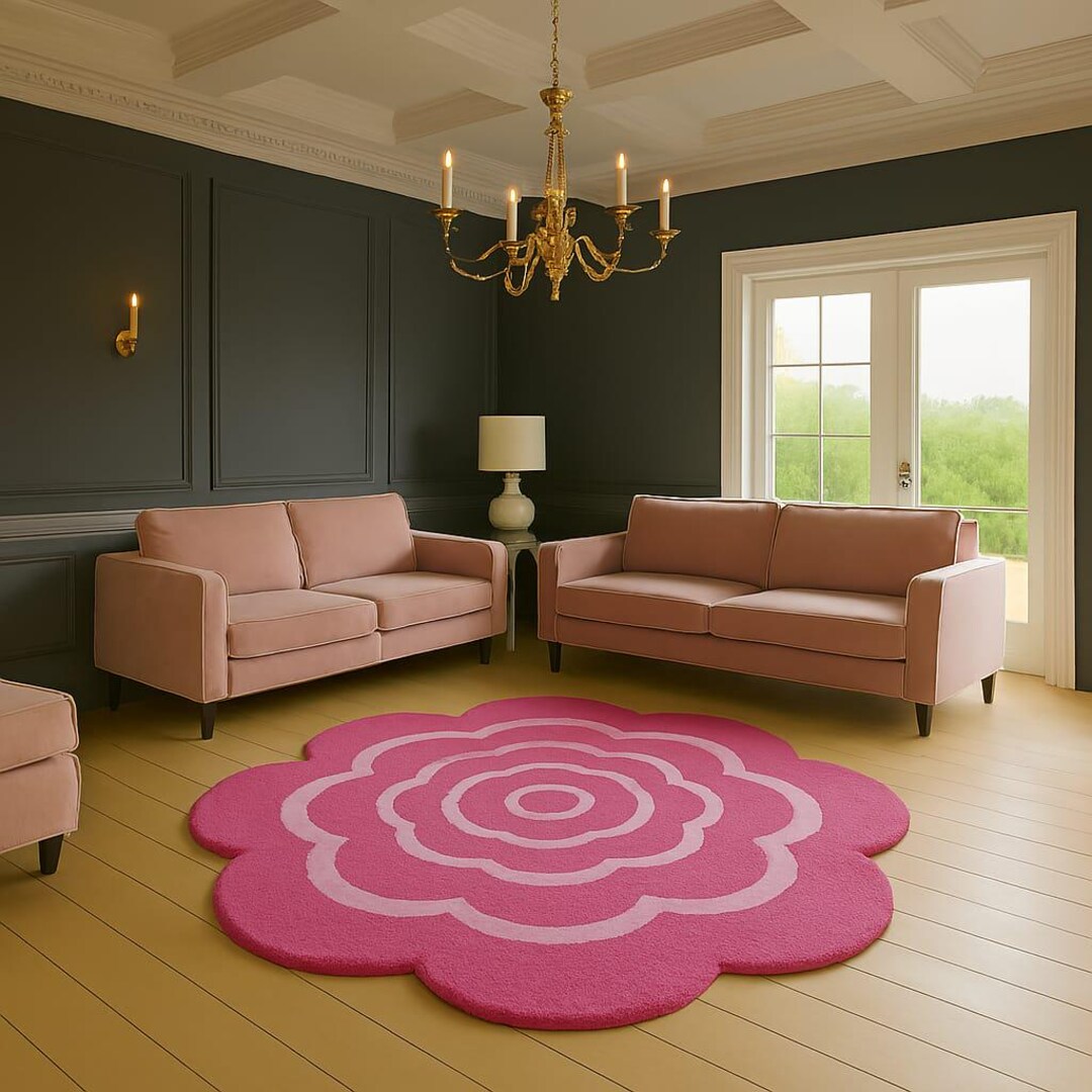 Hand-tufted New Zealand Wool Flower Rug: 5x5 Pink Petal Design - Etsy