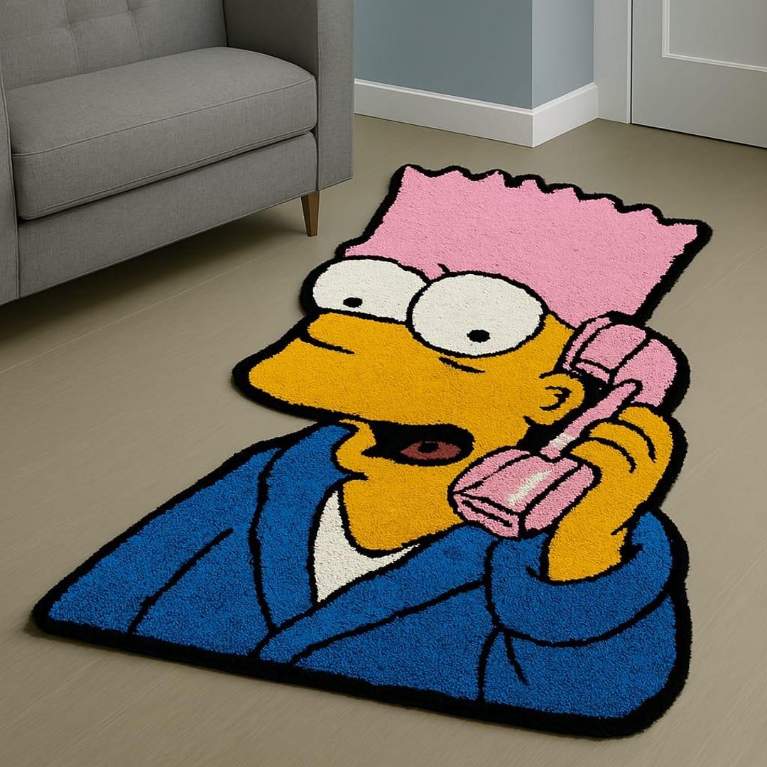 Telephone Rug Hand Tufted Cartoon Boy Phone Rug – Colorful Pop Art Shaped Carpet ...