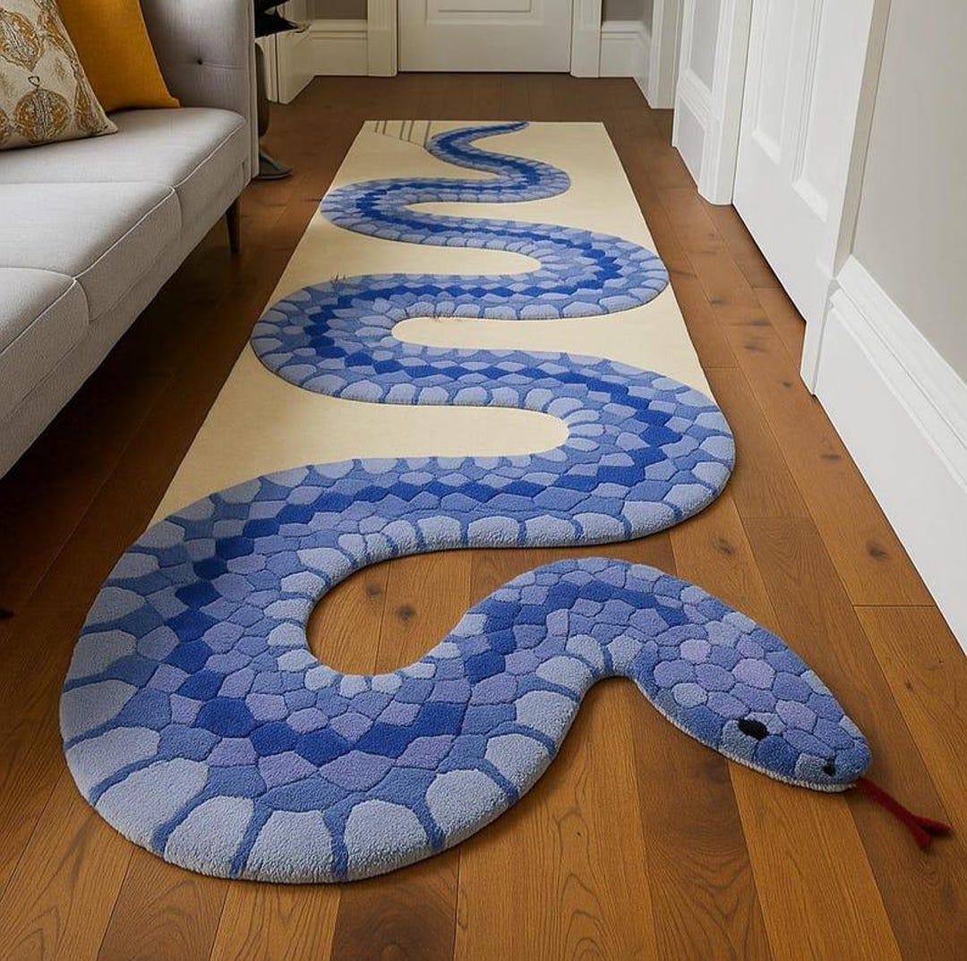 Hand-tufted Wool Snake Rug: Bold Serpent Runner Decor - Etsy