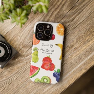 Fruit of the Spirit Phone Case, Motivational iPhone Cover, Colorful Fruit Design, Christian Gifts, Bible Verse Case, Galatians 5:22-23