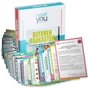 Author&#39;s Kit – Card set for your story | 30 cards with writing prompts, theory & tasks | Gift for writing enthusiasts