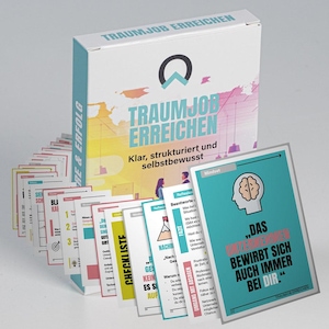 Achieve your dream job – Card set for clarity, applications & self-confidence | 27 cards with prompts, tasks and tips for your journey
