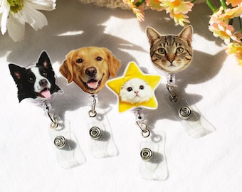 Porta credencial personalizado para mascota, porta credencial para perro, porta credencial para gato, porta credencial retráctil, porta credencial para enfermera, regalos de Navidad.