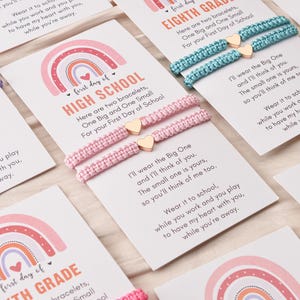 First Day of Kindergarten,Back to School Bracelet Set,Mommy and Me Matching Bracelets,Heart Braided Bracelets,Family Bracelet