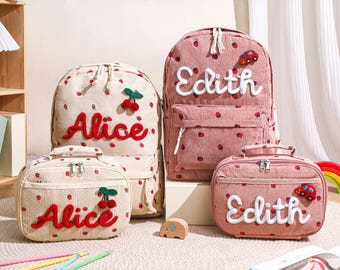 Conjunto personalizado, mochilas infantiles personalizadas con nombre, regalo, mochila escolar para niños, mochila y bolsa para el almuerzo, bolsa para el almuerzo escolar, regalo de regreso a clases