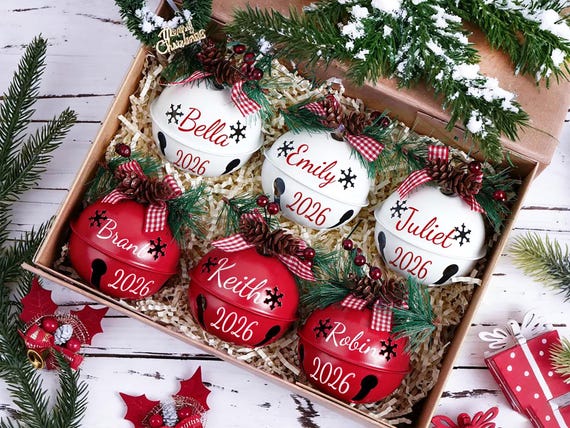 Personalized 2026 Christmas Bell Ornaments,Christmas Jingle Bell,Custom Christmas pine cone bell Ornaments,Christmas Decor,Christmas Gifts