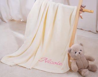 Embroidered Newborn Blanket,Personalized Baby Blanket with Name