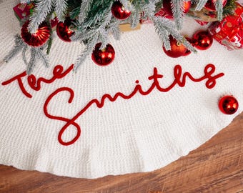 Benutzerdefinierte Familienname Weihnachtsbaum Röcke, personalisierte Weihnachtsbaum Rock, Weihnachten Wohnkultur, Feiertagsbaum Rock, Housewarminggeschenk