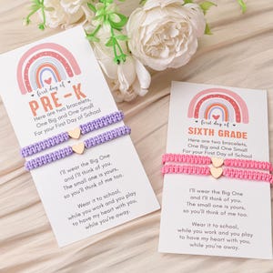 Gift for First Day of Kindergarten,Heart Braided Bracelets,Mommy and Me Matching Bracelets,Back to School Bracelet Set,Family Bracelet