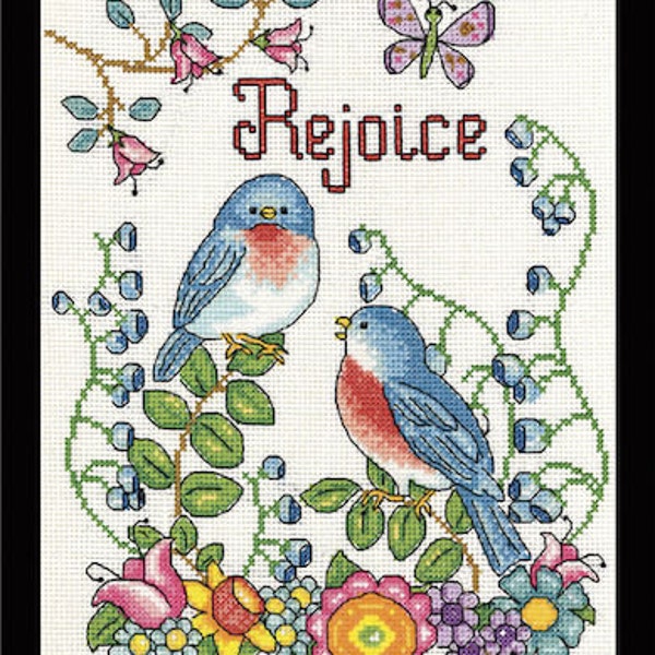 Cross Stitch Kit - REJOICE - Design Works Birds Flowers Counted Cross Stitch Kit Needlework Kit Cross Stitch Birds, Spring Cross Stitch