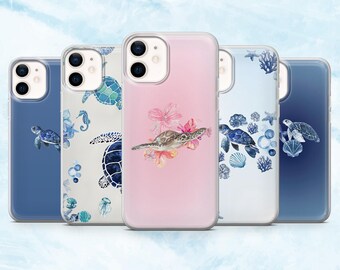Etui na telefon z motywem żółwia morskiego i zwierząt oceanicznych na iPhone'a 16, 15, 14, 13, 12, 11, Samsunga S25, S24, A16, A56, Pixela 9A, 9Pro XL, 8A, 8Pro