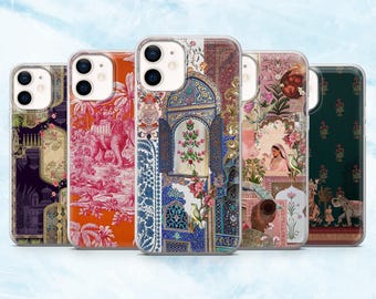 Indian Phone Case Mughal Hindu Folk Art Cover for iPhone 16, 15, 14, 13, 12, 11 Samsung S25, S24, A16, A56 Pixel 9A, 9Pro XL, 8A, 8Pro