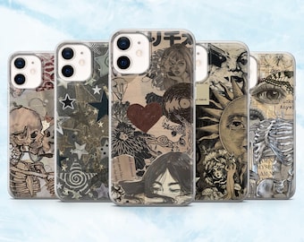 Funda de teléfono grunge con diseño emo y vanguardista para iPhone 16, 15, 14, 13, 12 y 11, Samsung S25, S24Fe, A16, A56, Pixel 9A, 9Pro XL, 8A, 8Pro y 7A.
