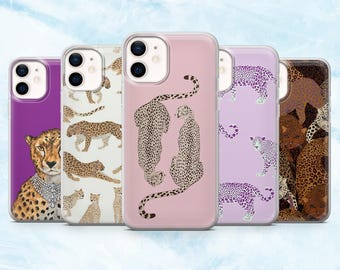 Funda de teléfono con estampado de leopardo y jaguar exótico para iPhone 16, 15, 14, 13, 12 y 11, Samsung S25, S24, A16, A56, Pixel 9A, 9Pro XL, 8A, 8Pro