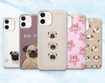 Pug Phone Case Dog Puppy Cute Pug Cover for iPhone 16, 15, 14, 13, 12, 11 Samsung S25, S24, A16, A56 Pixel 9A, 9Pro XL, 8A 8Pro