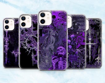 Purple Goth Phone Case Gothic Violet Grunge Cover for iPhone 16, 15, 14, 13, 12, 11 Samsung S25, S24, A16, A56 Pixel 9A, 9Pro XL, 8A, 8Pro
