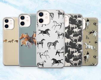 Funda para teléfono con diseño de caballo y poni ecuestre para iPhone 16, 15, 14, 13, 12 y 11, Samsung S25, S24, A16, A56, Pixel 9A, 9Pro XL, 8A, 8Pro