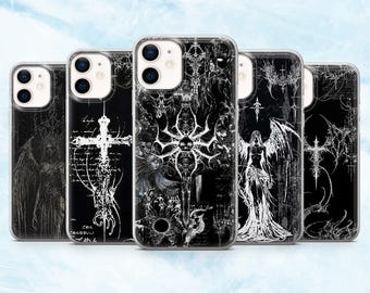 Gothic Phone Case Cybersigilism Emo Goth Cover for iPhone 16, 15, 14, 13, 12, 11 Samsung S25, S24, A16, A56 Pixel 9A, 9Pro XL, 8A, 8Pro