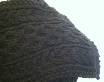 Classic Knitted Aran Scarf in Basic Black Quiltsy Handmade