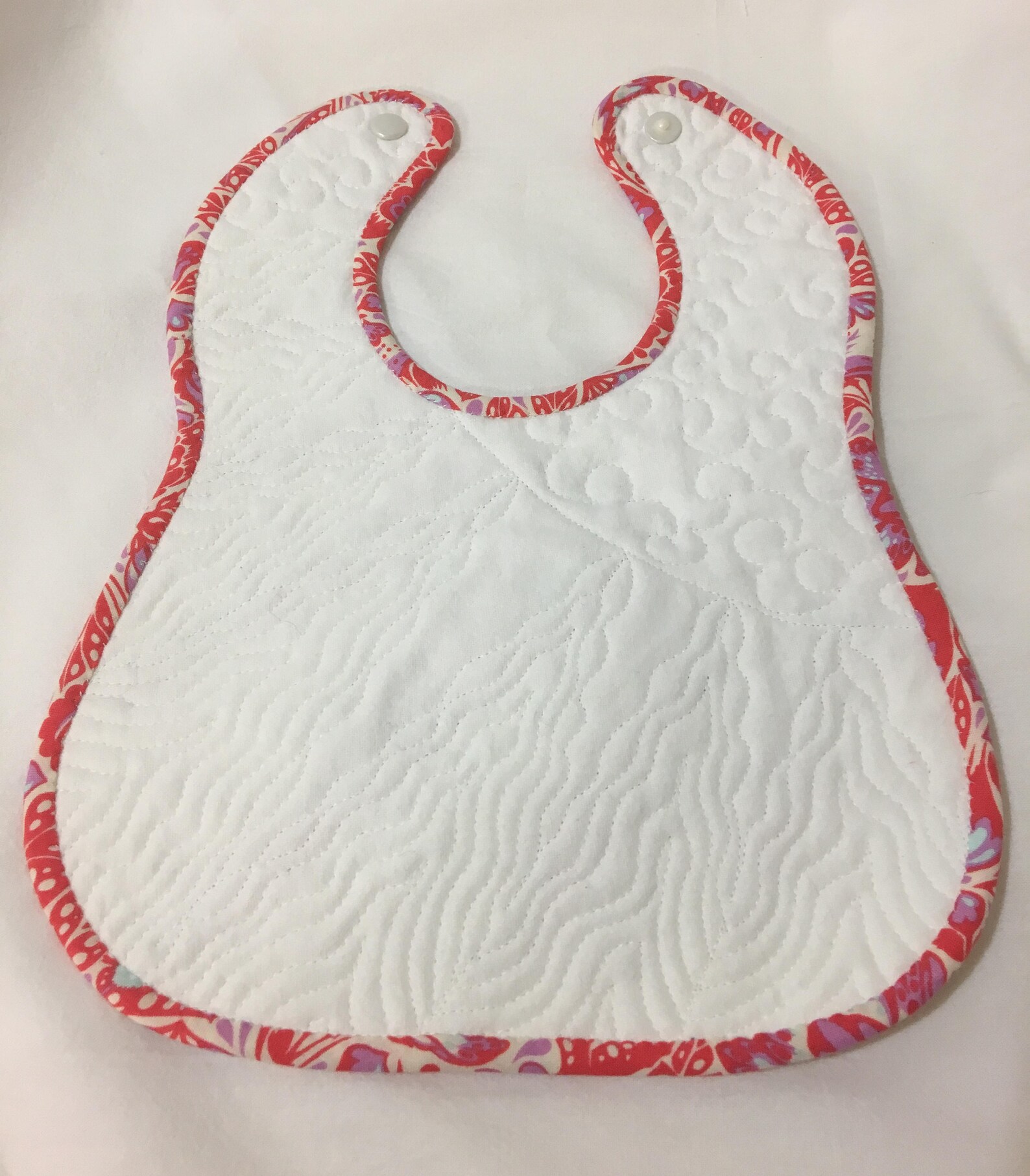 Quilted Baby Bib Tula Pink and White New York Beauty Quiltsy Handmade