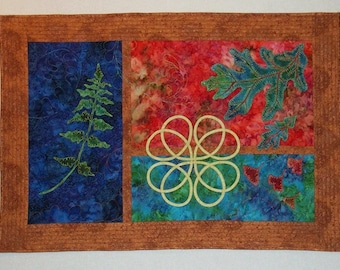 Art Quilt - Green Fern Wall Hanging OOAK Quiltsy Handmade