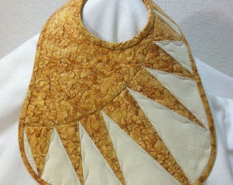 Quilted Baby Bib Tan and Cream New York Beauty Quiltsy Handmade