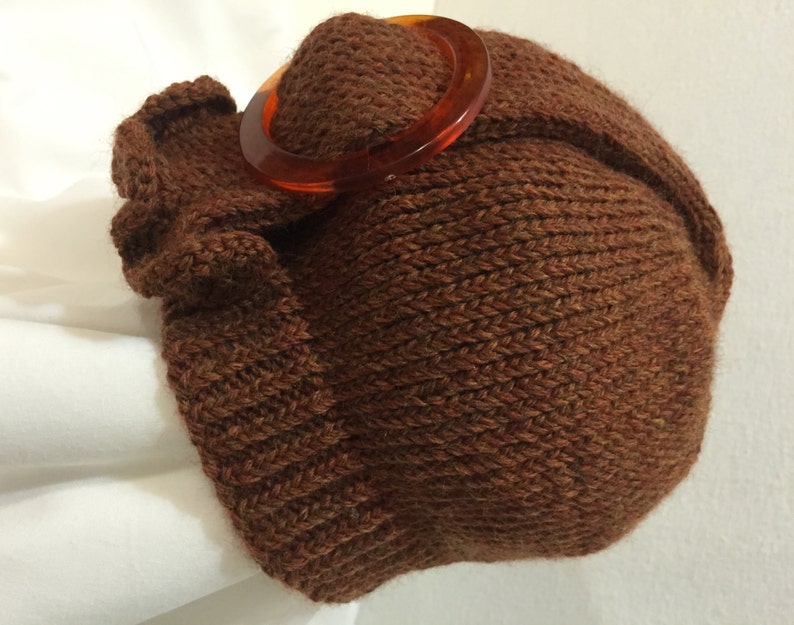 Buckled Cloche Hand Knit Hat in Heathered Pumpkin Quiltsy ...