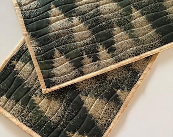 Placemats - Christmas Trees - Forest Green and Gold - set of Two